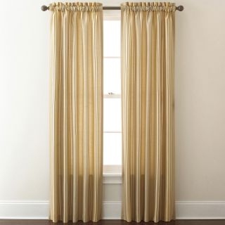 Faux Silk Stripe Rod Pocket Curtain Panel, Taupe