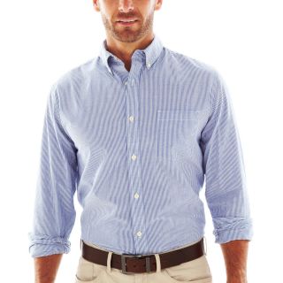 St. Johns Bay Striped Poplin Shirt, Thinnest Stripe, Mens