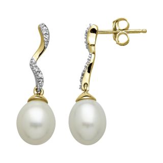Certified Sofia 10K Gold Cultured Freshwater Pearl Drop Earrings, Womens