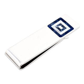 Sodalite and Mother of Pearl Money Clip, Silver, Mens
