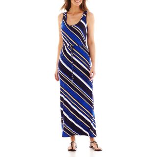 LIZ CLAIBORNE Sleeveless Striped Maxi Dress, Blue