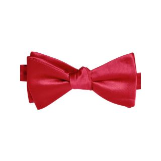 Stafford Satin Solid Pre Tied Bow Tie, Red, Mens