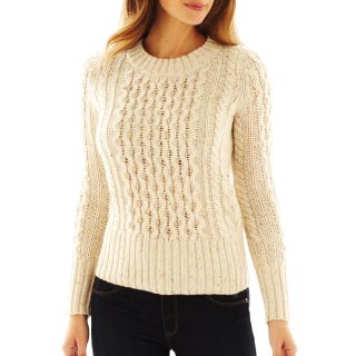 St. Johns Bay Cable Knit Sweater, Winter Stone, Womens