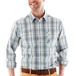 Haggar Plaid Shirt, Marine, Mens