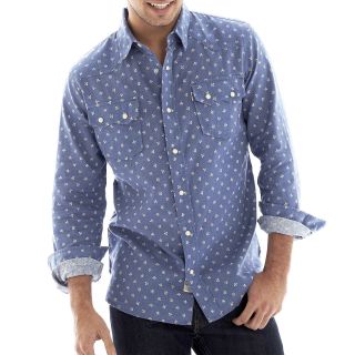 Levi s Long Sleeve Button Down Shirt, Printed Denim, Mens
