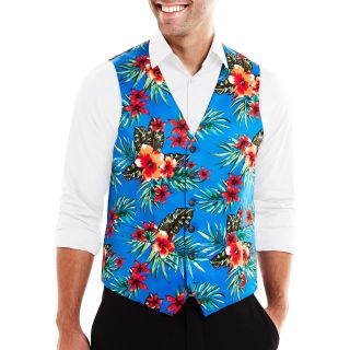 JF J.Ferrar JF J. Ferrar Blue Hawaiian Vest, Mens