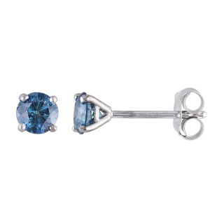 1/2 CT. T.W. Heat Treated Blue Diamond Stud Earrings, White, Womens