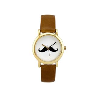 Womens Fancy Moustache Watch, Camel