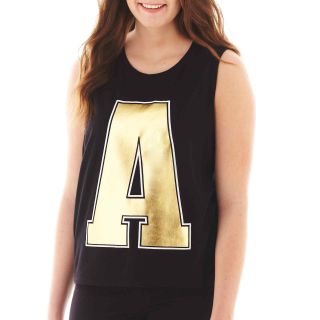 City Streets Graphic Muscle Tank Top   Plus, Black/Gold, Womens