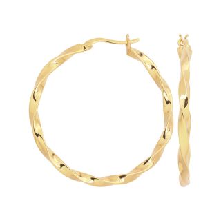 Bridge Jewelry Gold Plated Twist Hoop Earrings