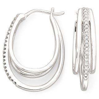 1/10 CT. T.W. Sterling Silver Diamond Multi Hoop Earrings, White, Womens