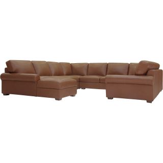Leather Possibilities 6 pc. Left Arm Leather Chaise Sectional, Sahara