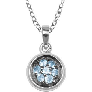 Rhodium Plated Sterling Silver Sky Blue Topaz Button Pendant, White