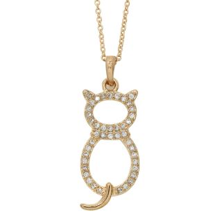 Bridge Jewelry Crystal Rose Gold Tone Cat Pendant