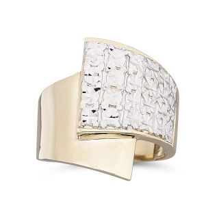 10K Yellow Gold Foldover Crystal Ring, Womens