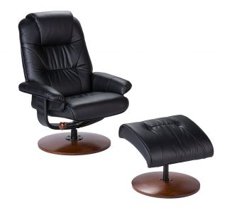 Black Leather Recliner and Ottoman