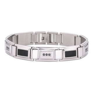 Mens 1/2 CT. T.W. Black Diamond Steel Bracelet, White