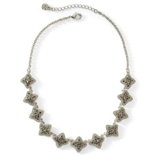 MONET JEWELRY Monet Silver Tone Marcasite Frontal Necklace, Gray