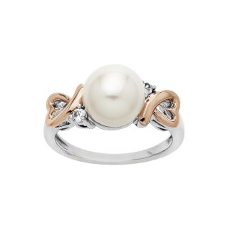 Freshwater Pearl & White Sapphire Heart Ring, Womens