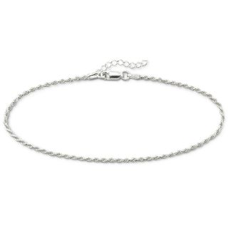 Sterling Silver 10 2mm Rope Anklet, Womens