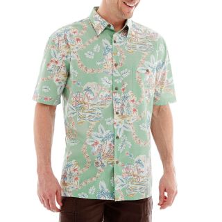 Island Shores Short Sleeve Button Front Shirt, Green, Mens