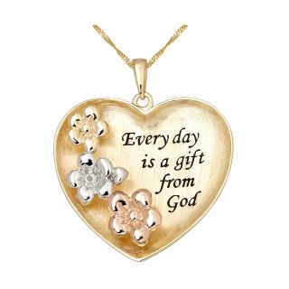 Diamond Accent Heart Shaped Prayer Pendant 14K Gold Over Sterling Silver, Womens
