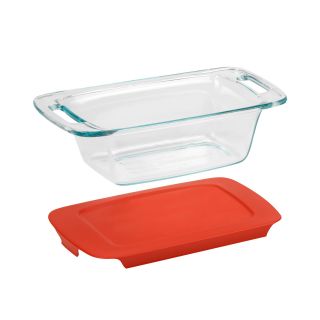 Pyrex Easy Grab 1  qt. Loaf Dish with Red Plastic Cover