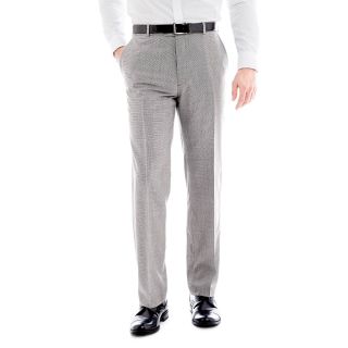 Stafford Mini Houndstooth Flat Front Suit Pants, Black/White, Mens