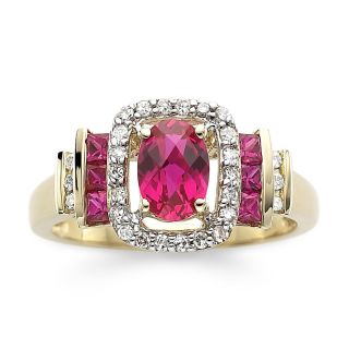 10K Gold Ruby & Diamond Accent Ring, Yellow/Gold, Womens