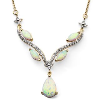 Lab Created Opal & White Sapphire Necklace, Womens