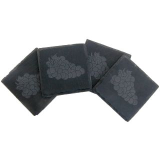 Thirstystone Etched Grapes Slate Coasters   Set of 4
