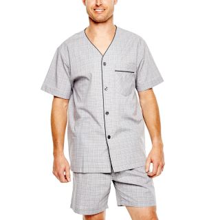 Stafford Short Sleeve Pajama Set, Gray, Mens