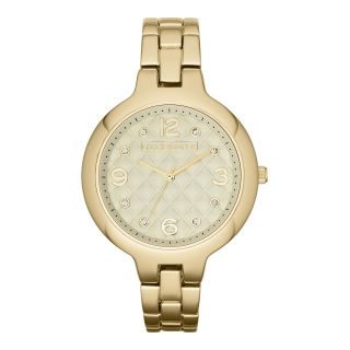 LIZ CLAIBORNE Womens Gold Tone Quilted Watch