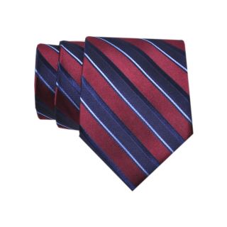 Stafford Derby Stripe Silk Tie, Wine, Mens
