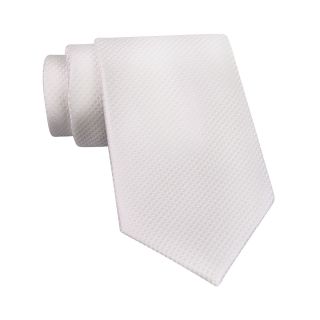 Stafford Textured Neat Silk Tie, White, Mens