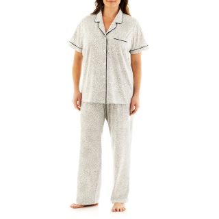 LIZ CLAIBORNE Pajama Set   Plus, Gray, Womens
