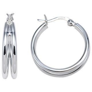 Double Hoop Earrings Sterling Silver, Womens