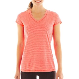 Xersion Short Sleeve Melange Tee, Extrm Crl Stripe, Womens