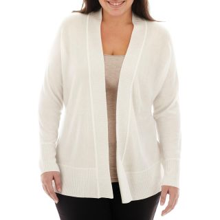 LIZ CLAIBORNE Dolman Sleeve Shawl Collar Cardigan Sweater   Plus, White, Womens