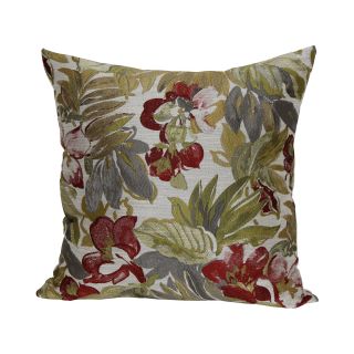 18 Square Jacquard Tropical Decorative Pillow, Red