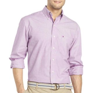 Izod Long Sleeve End on End Woven Shirt, Sparkling Grape, Mens