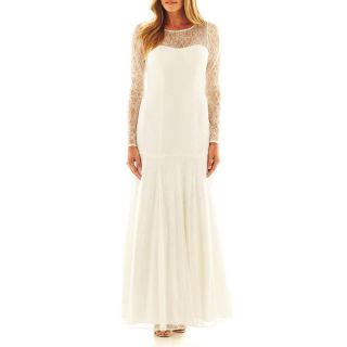 LILIANA Simply Lace Illusion Gown, Ivory