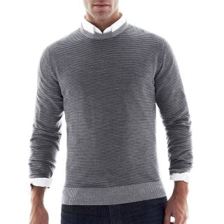 Striped Merino Wool Crewneck Sweater, Grey, Mens