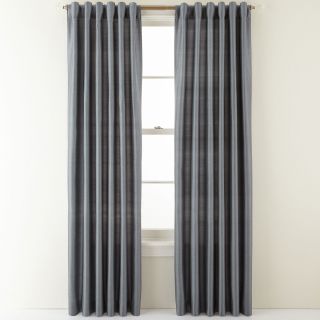 ROYAL VELVET Silk Pinstripe Back Tab Curtain Panel, Lustrous Steel