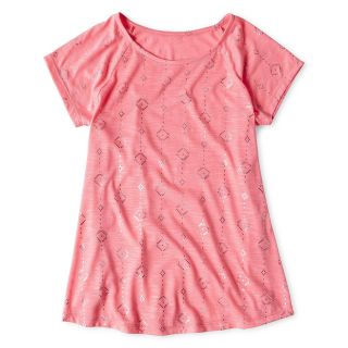 ARIZONA Foil Print Short Sleeve Tunic   Girls 6 16, Pink, Girls