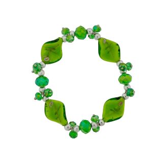 Bridge Jewelry Green Artisan Glass Stretch Bracelet