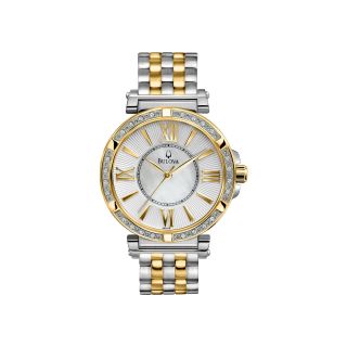Bulova Womens Diamond Accent Two Tone Bracelet Watch