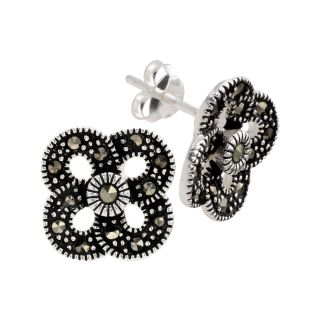 Bridge Jewelry Marcasite Flower Stud Earrings