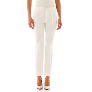 Seamed Ankle Pants, White, Womens