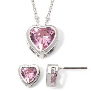 Rose Heart Cubic Zirconia Pendant & Earrings Set